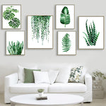 Nordic Green Plant Leafs Wall canvas painting posters prints wall art no frame