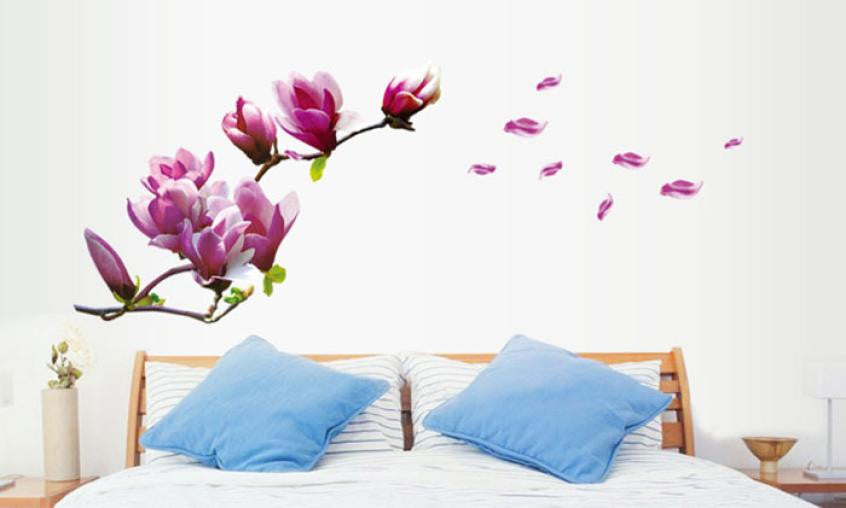 wall sticker poster Mural Magnolia Flowers Removable Art Vinyl decals home decor Art Mural for kids room decorations poster