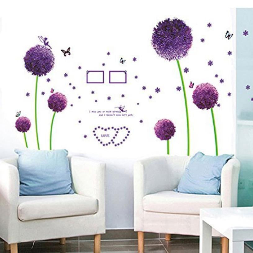 wall poster Mural Purple Dandelion home decor Art Mural Living room decorations posters