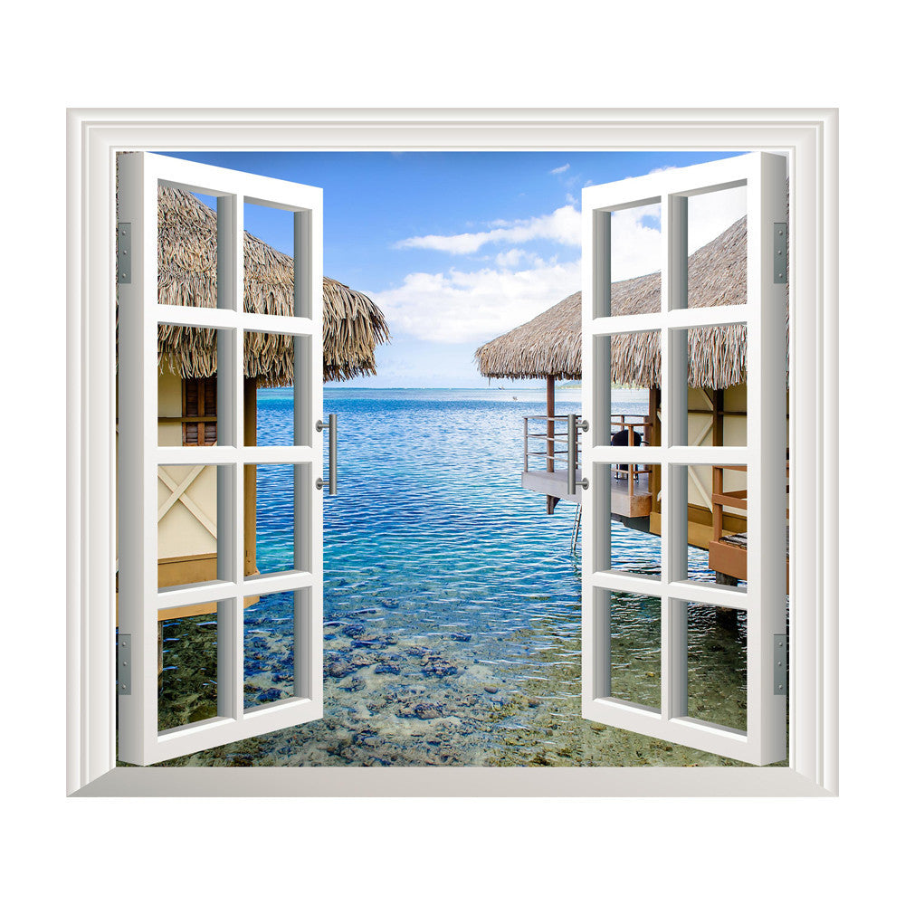 3D Window Sea View Wall Stickers Removable Art Decal Mural