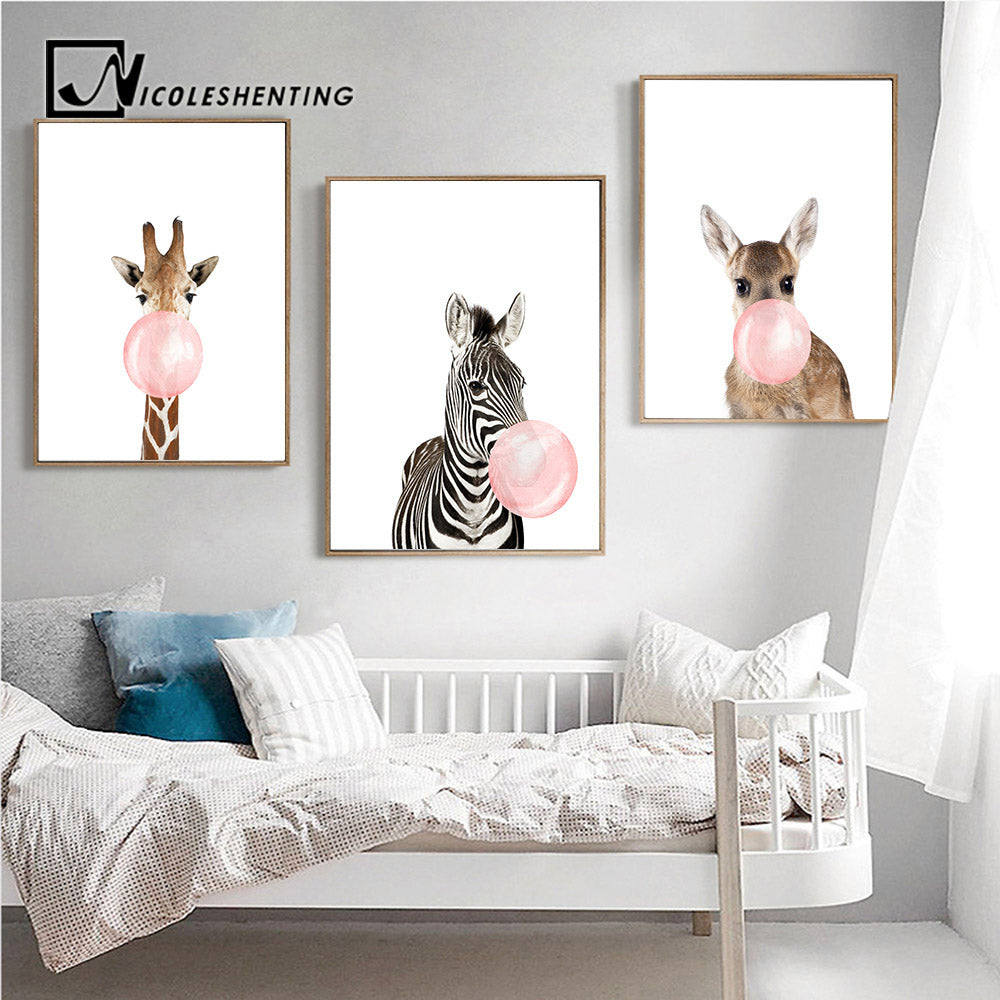 Giraffe Zebra Animal Posters and Prints Canvas Art Painting Wall Art Nursery Decorative Picture