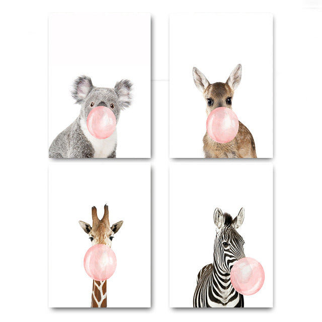 Giraffe Zebra Animal Posters and Prints Canvas Art Painting Wall Art Nursery Decorative Picture