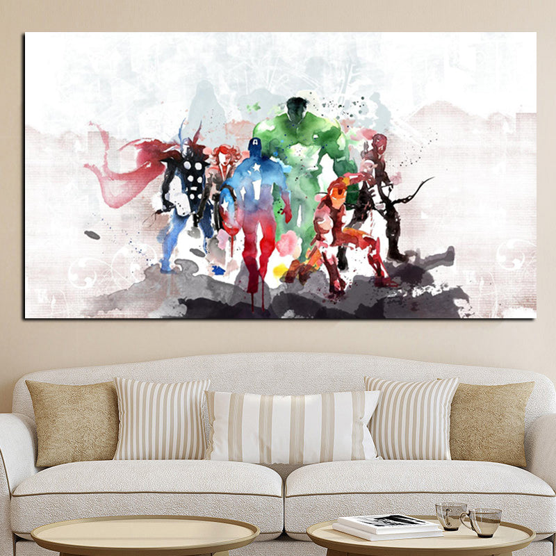 Watercolor Superhero Abstract Painting Cartoon DC Comics Poster Print on Canvas Modern Wall Pop Art Picture