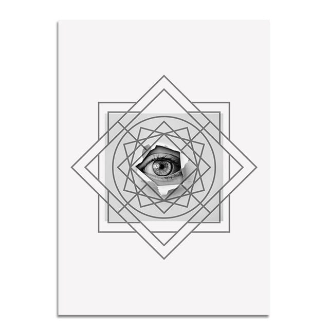 Cuadro Original Fashion Black White Geometric Eyes Planet Canvas Painting Posters Wall Picture For Living Room Nordic Wall Decor